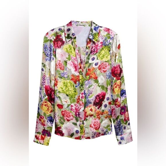 Alice + Olivia Tops - Eloise Floral Print Viscose & Silk Blouse
Alice + Olivia